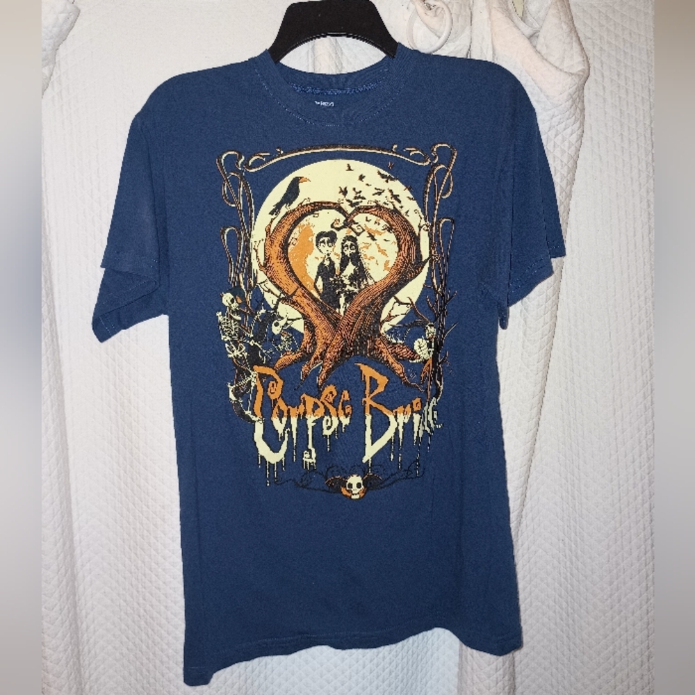 Corpse Bride Tim Burton Blue Movie Horror Graphic Novelty T-Shirt Size Small